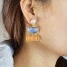 Circle on a Rectangle Gemstone Earrings
