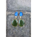 Precious Stone Green And Blue Drop Earring