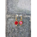 Gold Hook With Precious Red Stone Earring