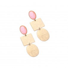 Pink Rect Oval Drop Earrings