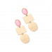 Pink Rect Oval Drop Earrings