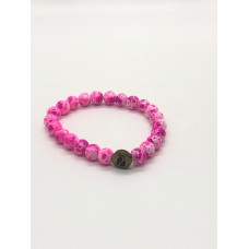 Hot Pink Howlite Roundel Bead Bracelet
