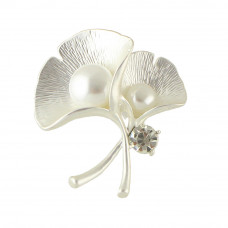 Unisex Silver Petal Flower Brooch