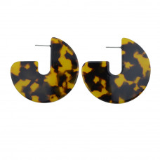 Brown Quartered Circle Tort Earrings