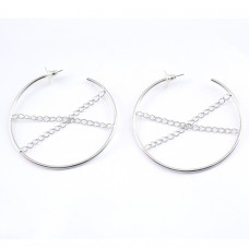 B2G Signature Medium Hoopla Chain Earrings in Silver