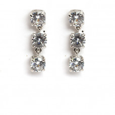B2G Signature Zirconia Glass Tripple Dash Earrings