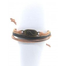 Brown With Black Leather Thug Life Pull Bracelet