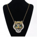 Long Statement Rhinestone Tiger Head Necklace