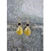 Honey colored Precious Stone with Purple Drop Earring