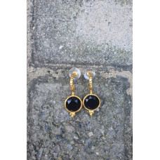 Gold Hook With Precious Purple Stone Earring