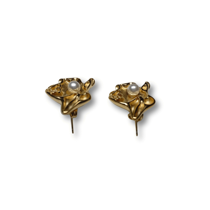 Stellara Pearl Gold Stainless Steel Earrings
