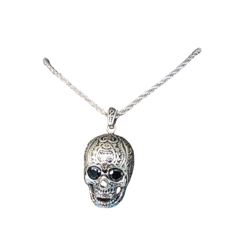 Titan Crest Skull Long Antique Necklace