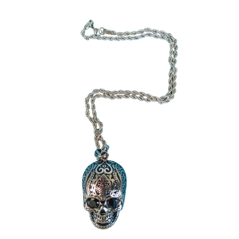 Titan Crest Skull Long Antique Necklace