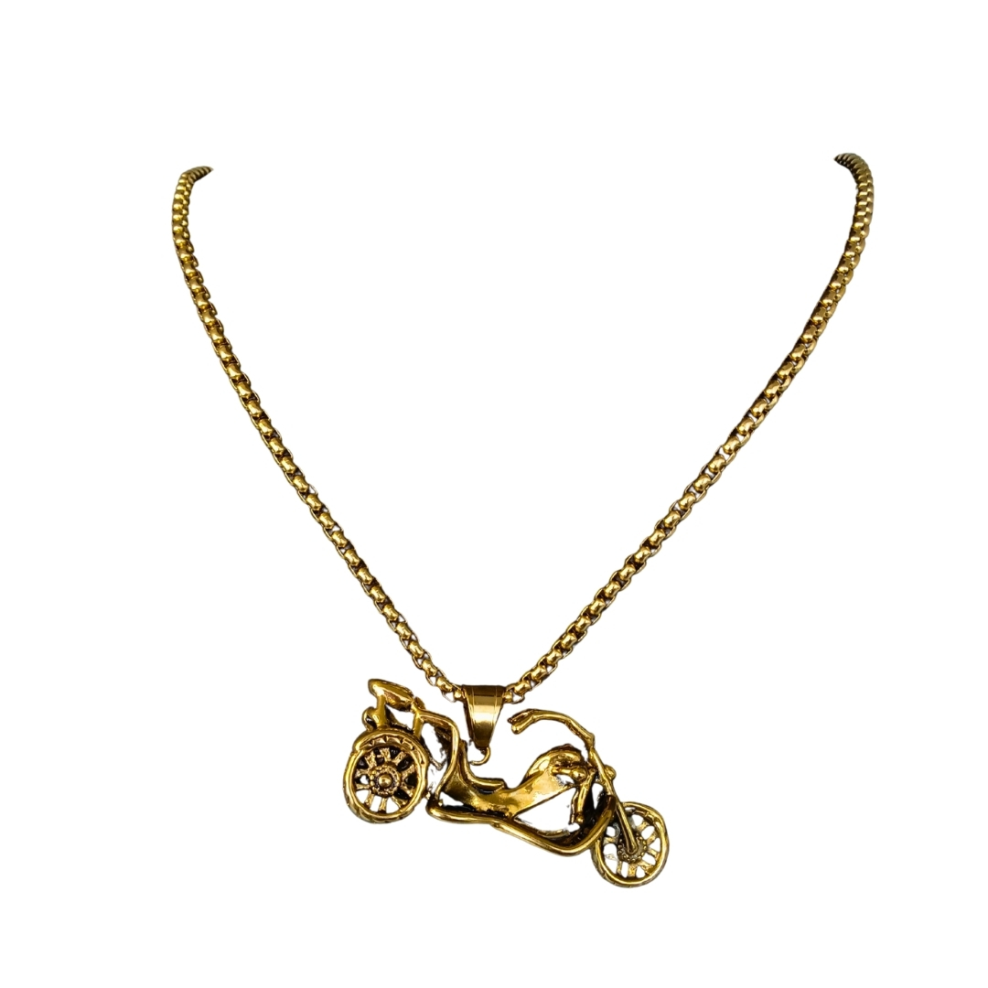 Barbarian Bike Gold Long Necklace Barbarian Bike Gold Long Necklace