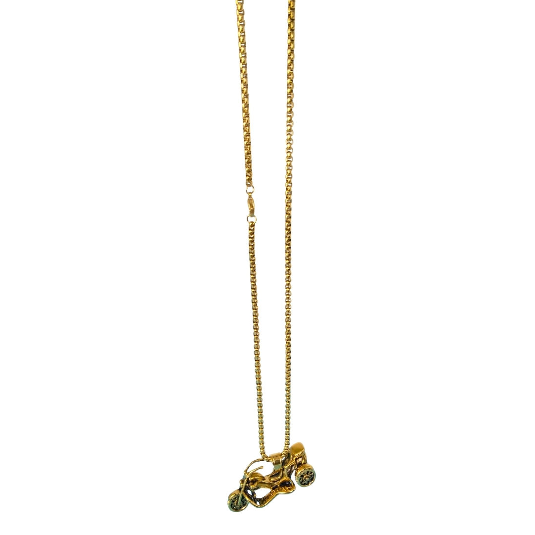 Barbarian Bike Gold Long Necklace Barbarian Bike Gold Long Necklace