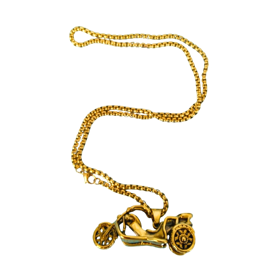 Barbarian Bike Gold Long Necklace Barbarian Bike Gold Long Necklace