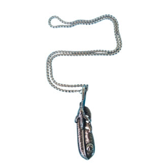 Falcon Edge Feather Antique Long Necklace