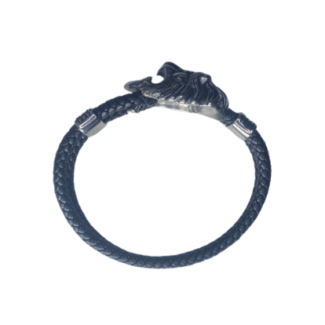 Mode Lion Lock Black Leather Bracelet