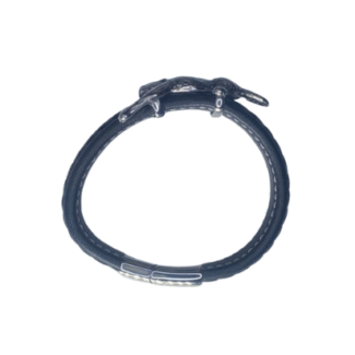 Satori Leo Black Chrome Leather Bracelet