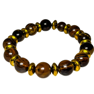 Big Tiger Eye Gold Studded Bracelet