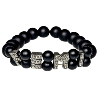 Boho Name Black Bead Bracelet