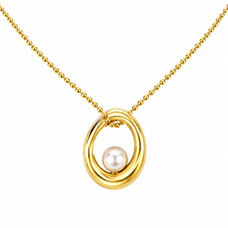 Solace Pearl Gold Stainless Steel Necklace
